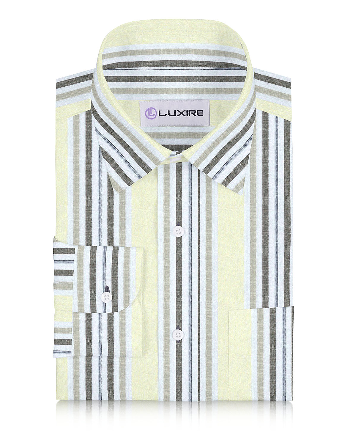Pale Yellow Brown Stripes Linen - 1