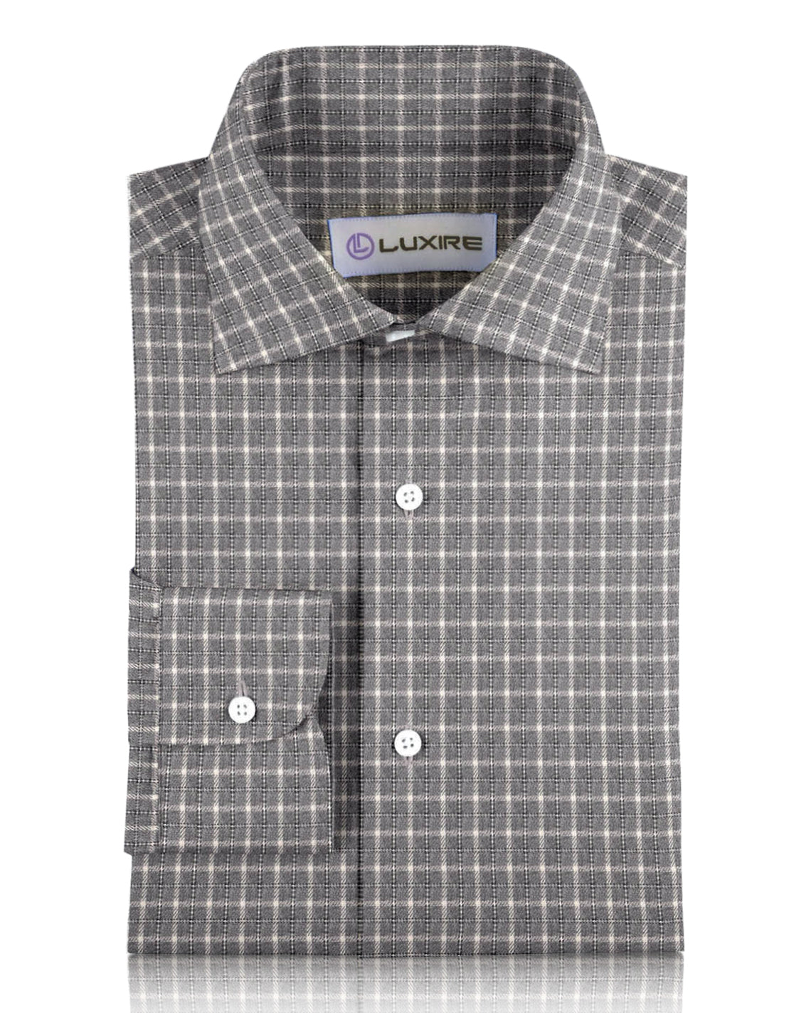 Grey White Tattersall Flannel Work Shirt - 1