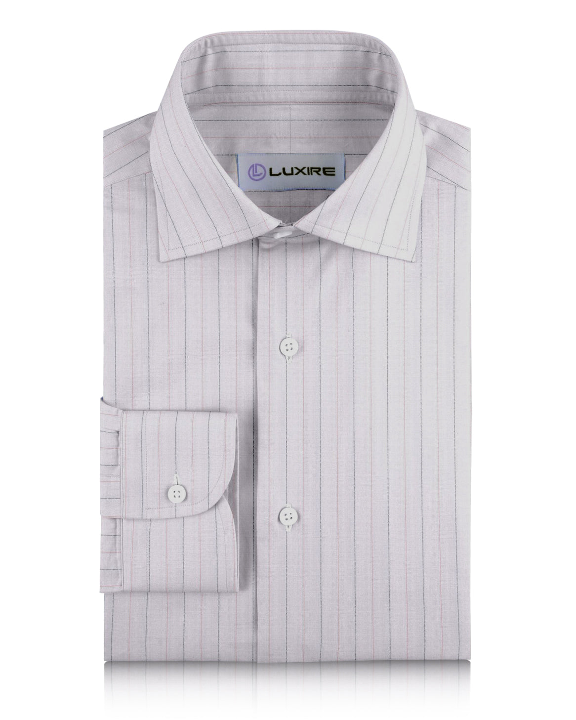 Pullover Shirt in Ecru Wide Black Red Pin Stripes - 1