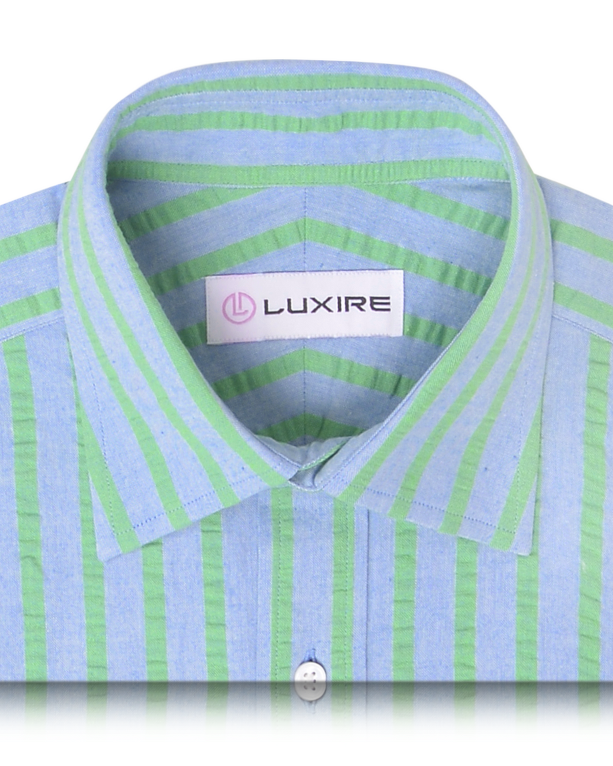 Cotton Blue Green Seersucker Shirt - 2