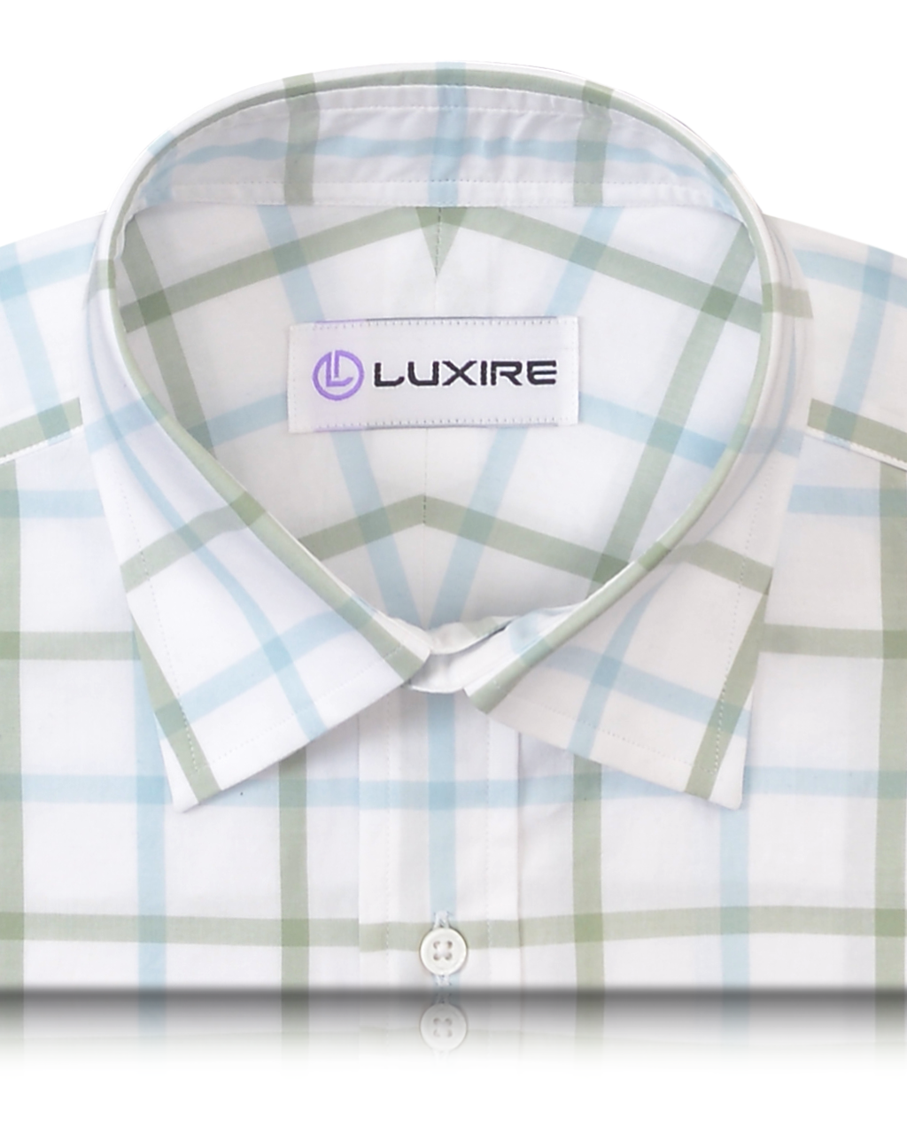 Sky Blue and Green Checks on White - 2