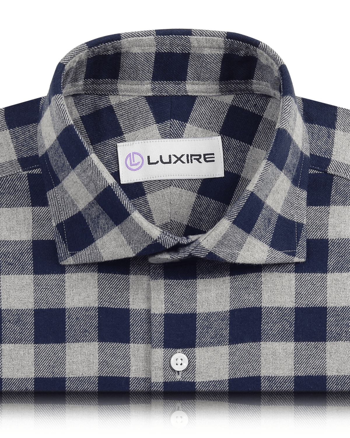 Silver Grey Navy Gingham Flannel Work Shirt - 2