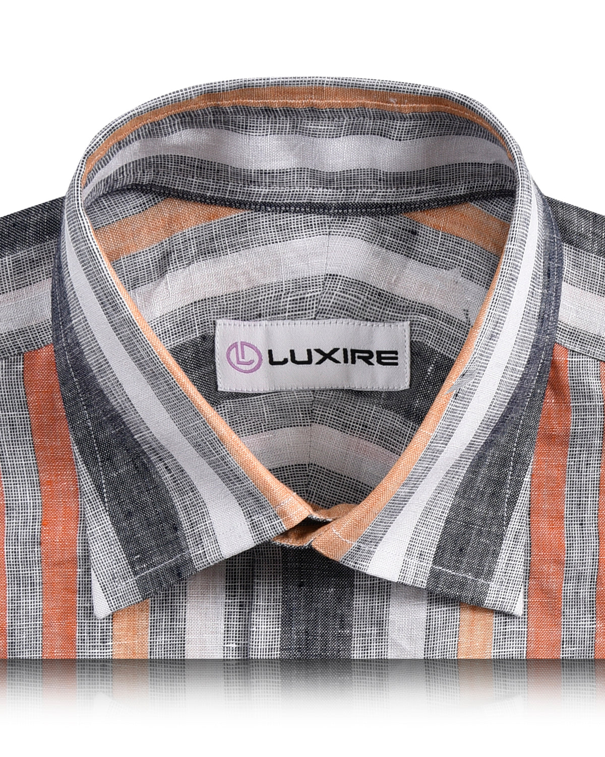 Linen: Orange Red White Grey Tape Stripes Madras - 2