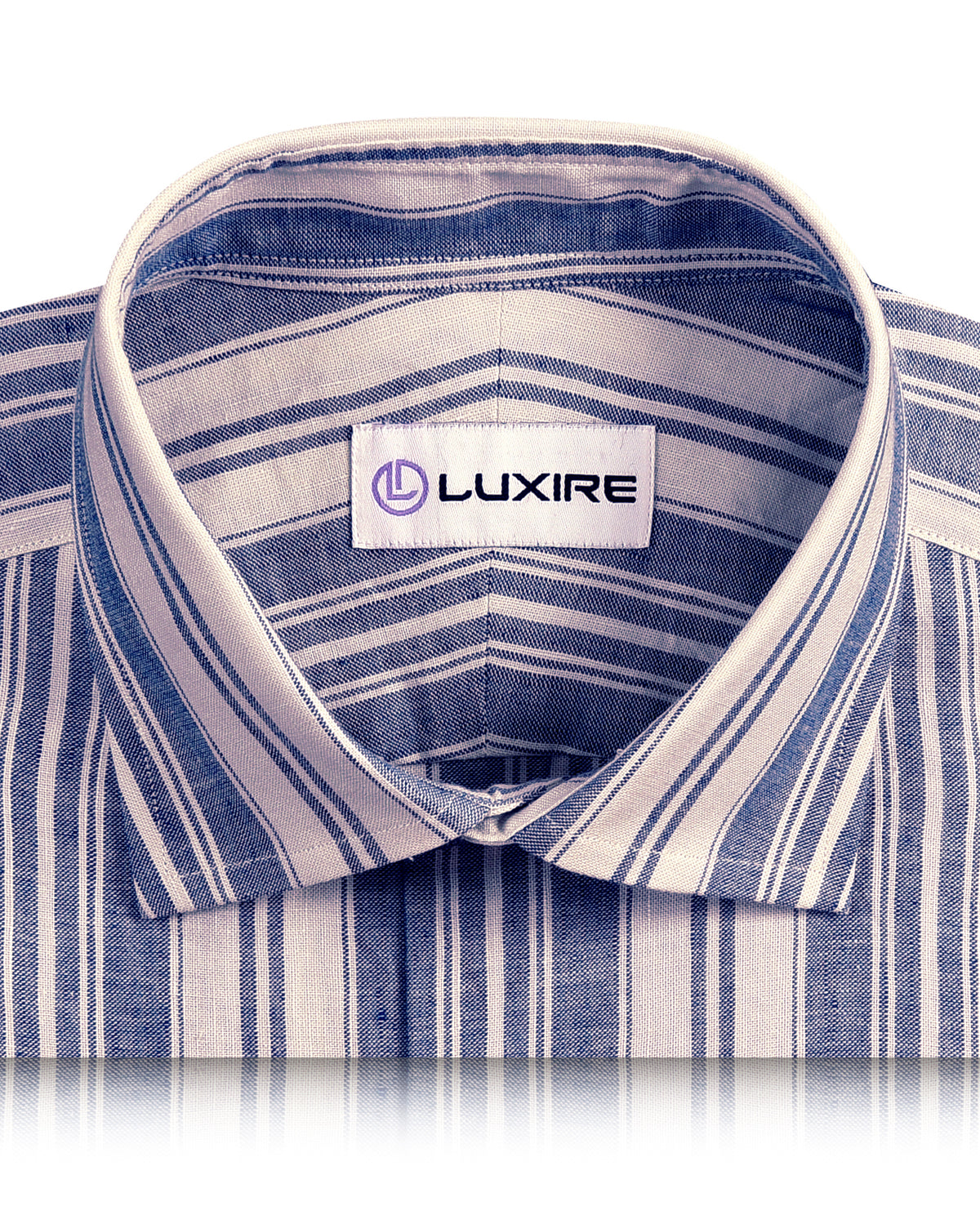 Linen Cotton: Oxford Ecru Indigo Stripes - 2