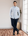 Brembana Sky Blue Slub Awaning stripes Shirt