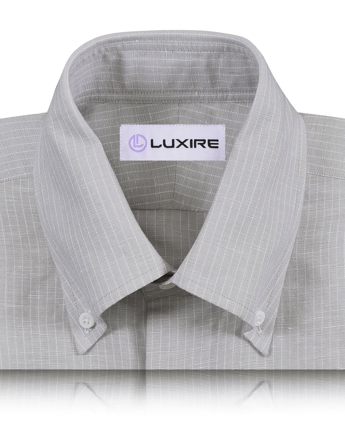Cotton Linen: White Hairline Stripes On Grey - 2