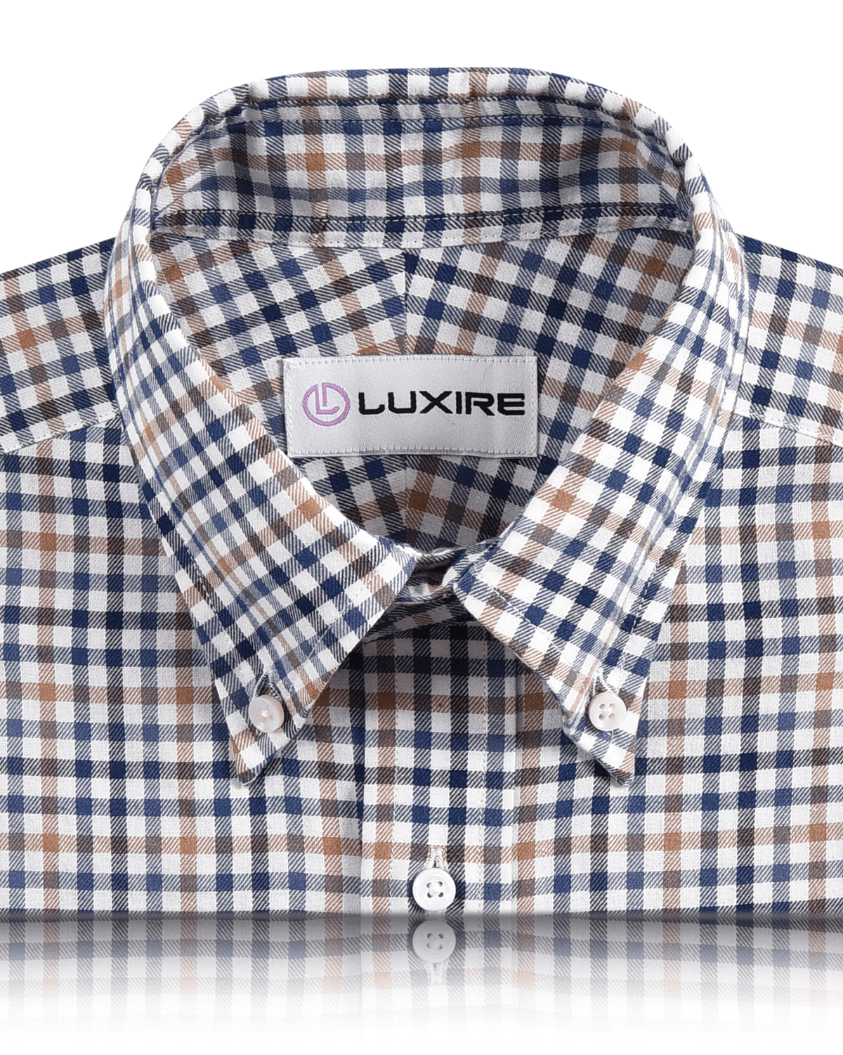 Blue White Brown Small Checks Twill - 2