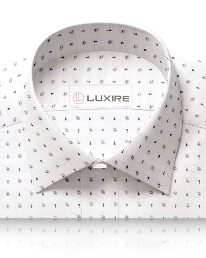 Linen: Grey Printed Marks On White - 2