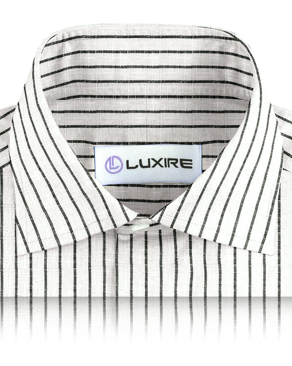 White Black Pin Stripes Linen - 2