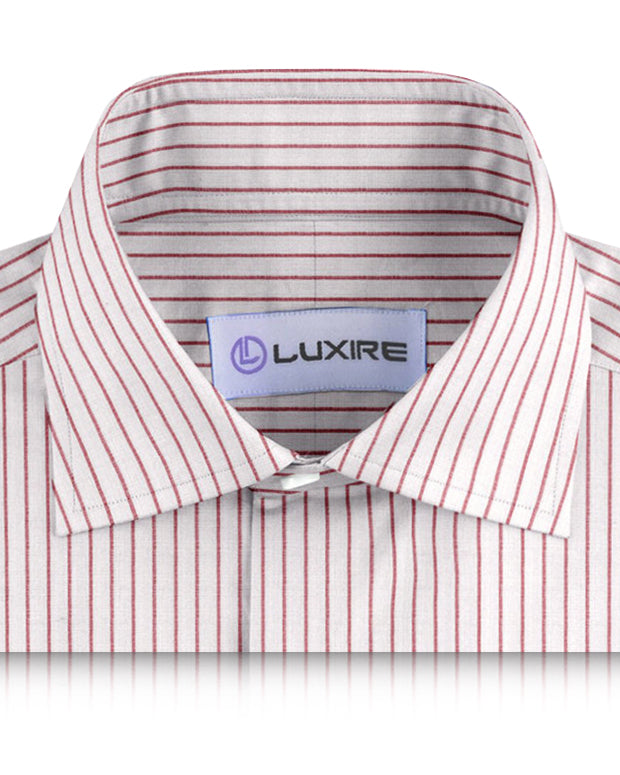White Red Pin Stripes Linen - 2