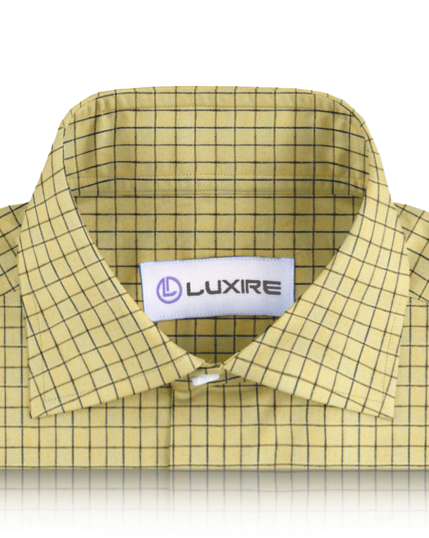 Linen: Yellow with Blue Black Graph Checks - 2