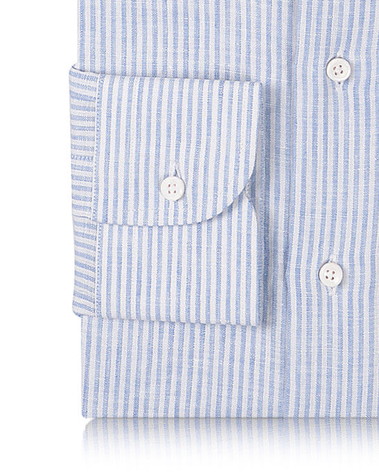 Light Blue Dress Stripes Linen - 3