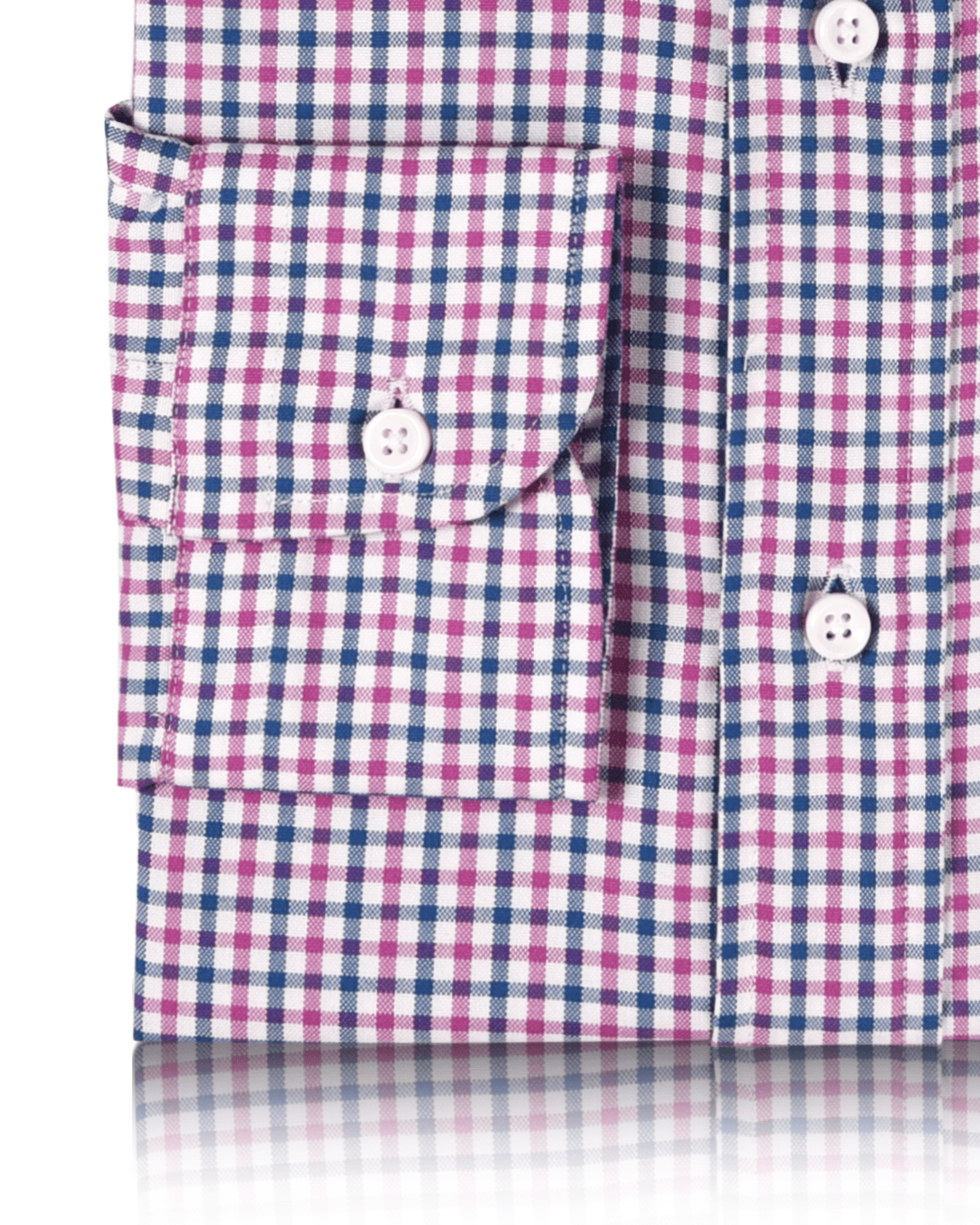 Pinpoint Oxford Blue Pink Tartan Checks - 3