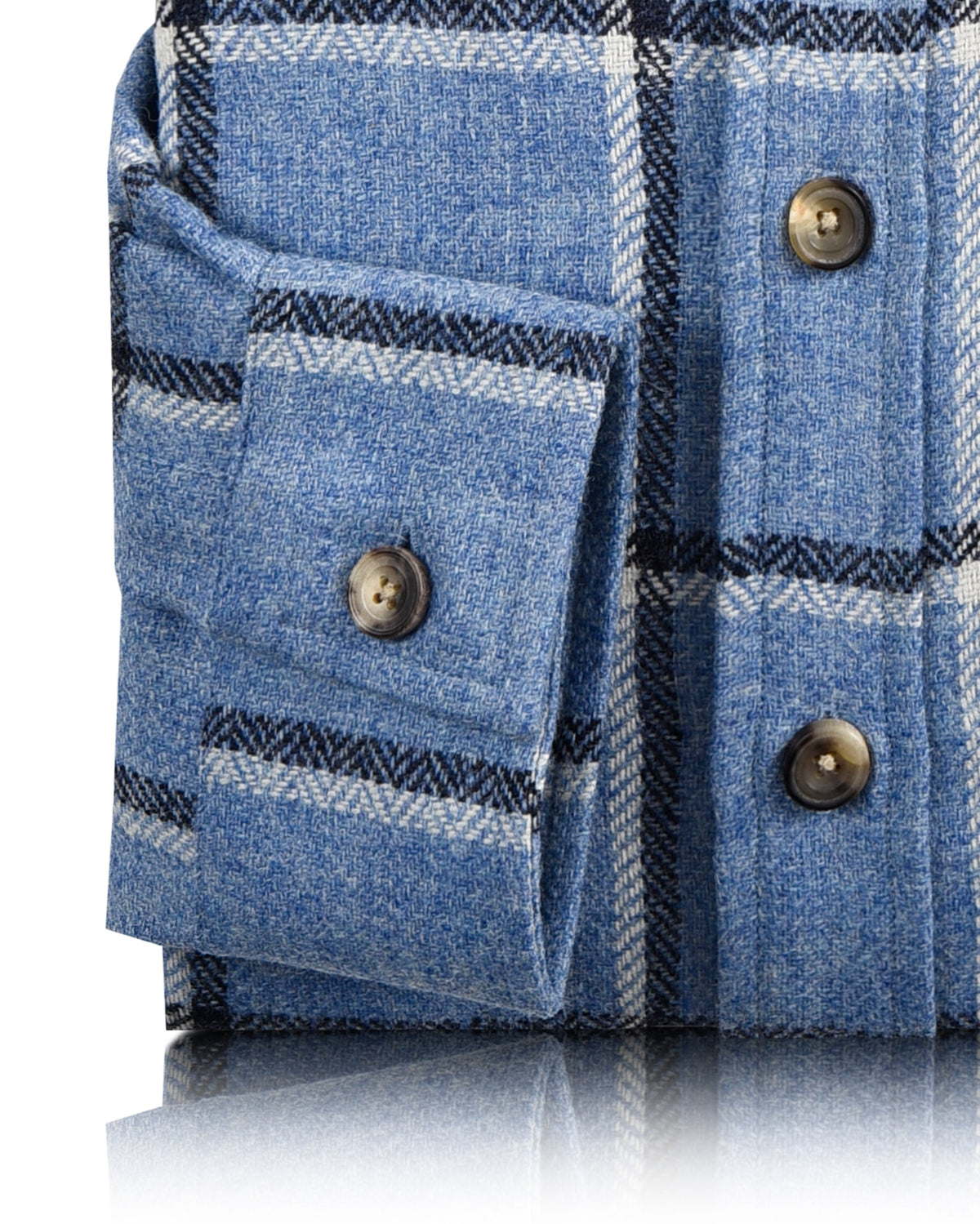 Dugdale Light Blue Windowpane Tweed Work Shirt - 3