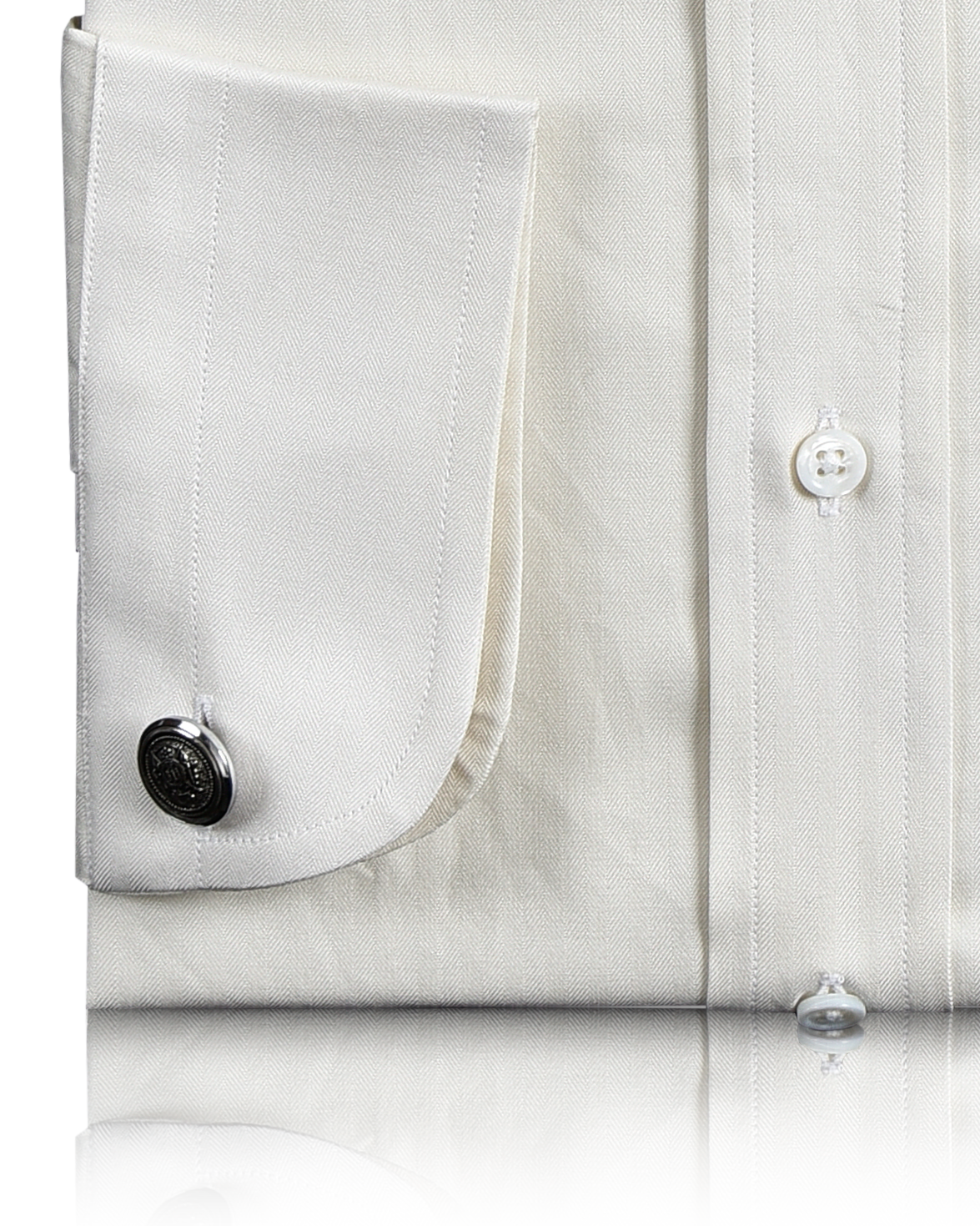 Ecru Herringbone Self Stripes Shirt - 3