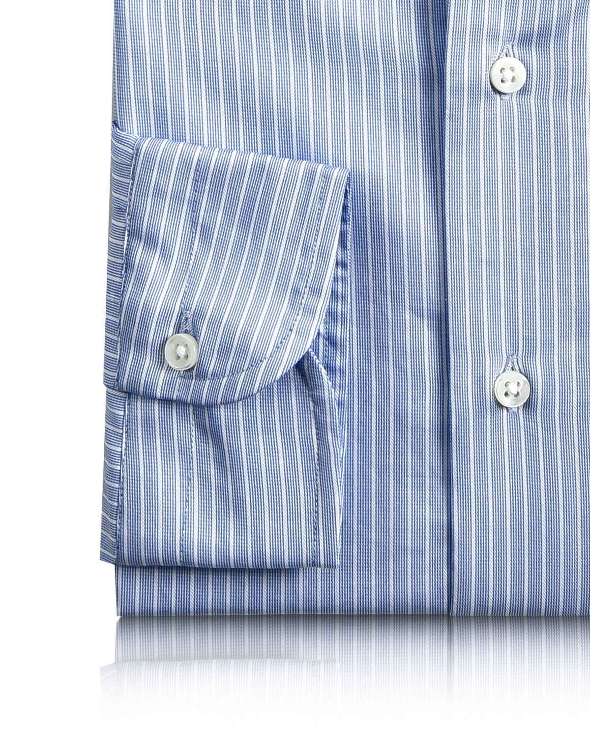 Blue White Striped Business Shirt - 3