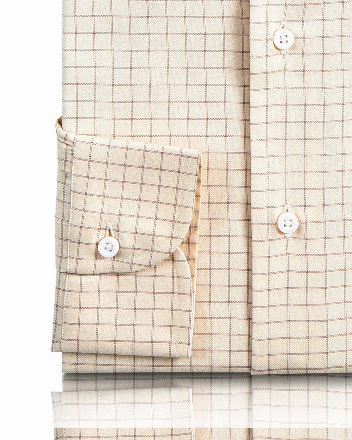 Traditional Cream Tan Graph Checks Shirt - 3
