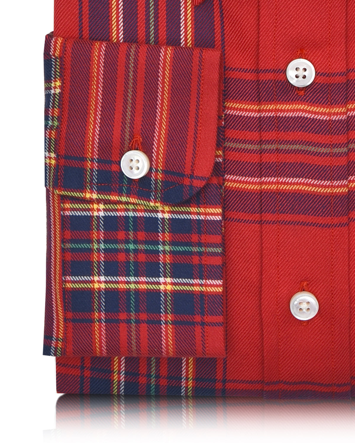 Red Navy Blue Tartan Flannel Shirt - 3