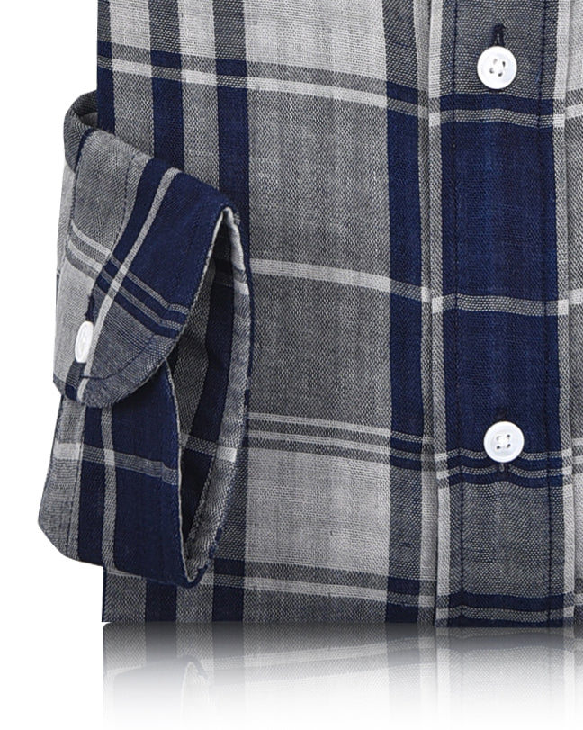 Aegean Blue Grey Checks Shirt - 3