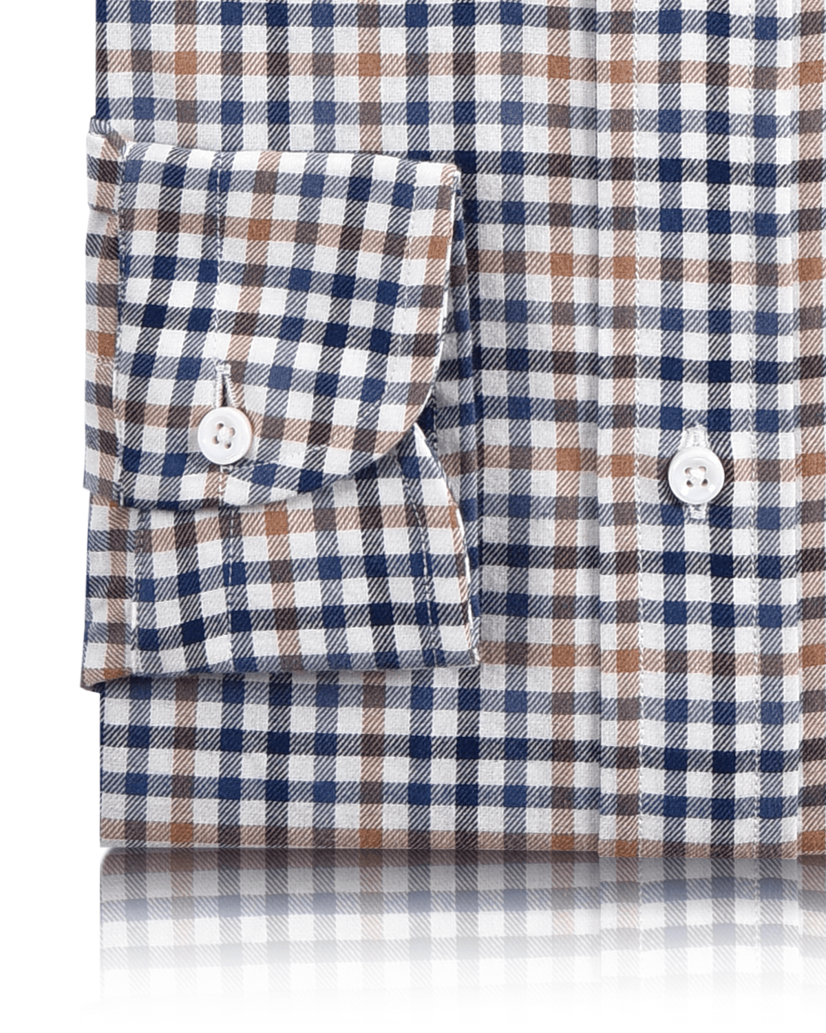 Blue White Brown Small Checks Twill - 3