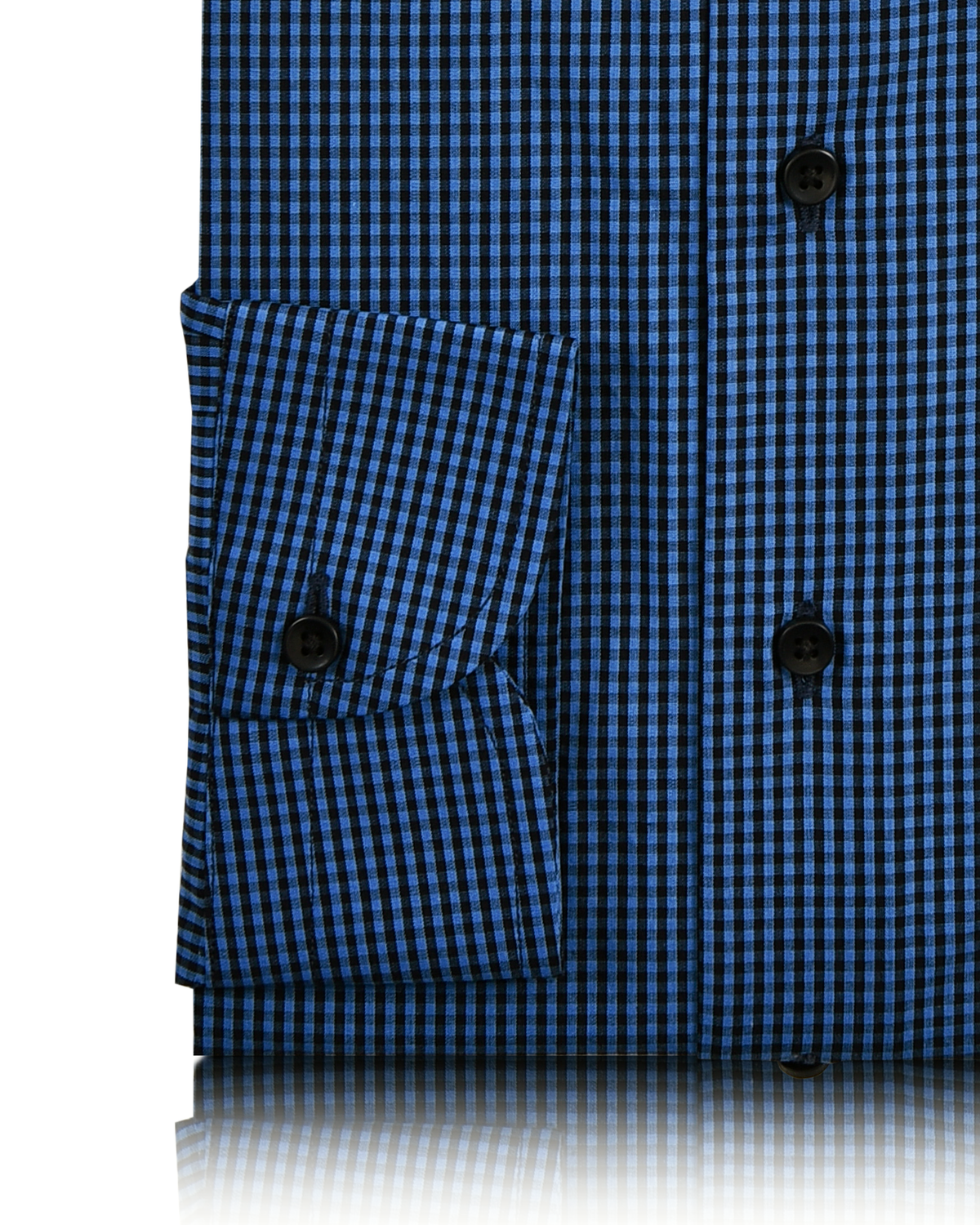 Black and Blue Micro Gingham Checks Shirt - 4