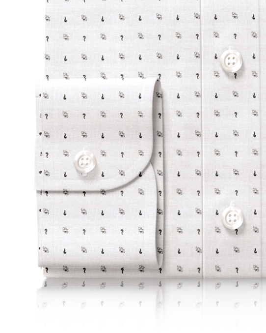 Linen: Grey Printed Marks On White - 3