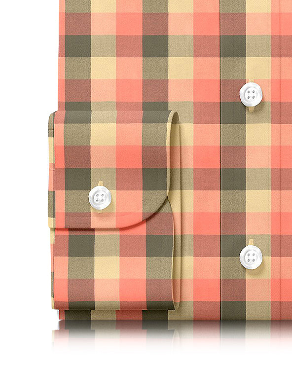 Orange Olive Tan Windowpane Twill Flannel - 3