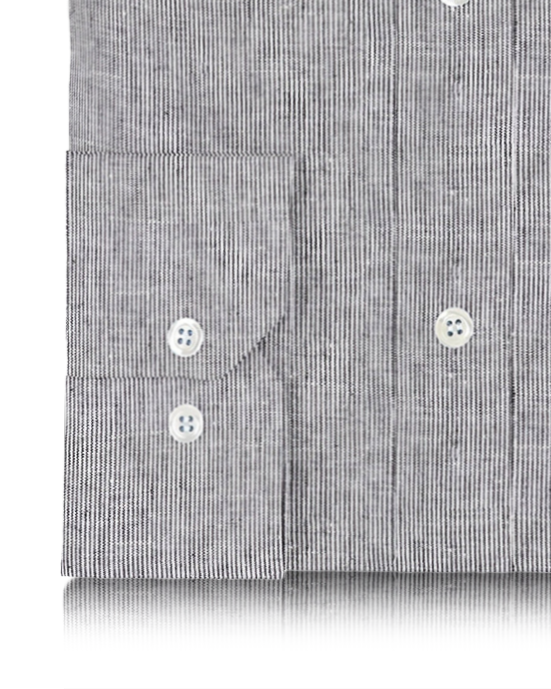Linen: Black White Thin Dress Stripes - 3