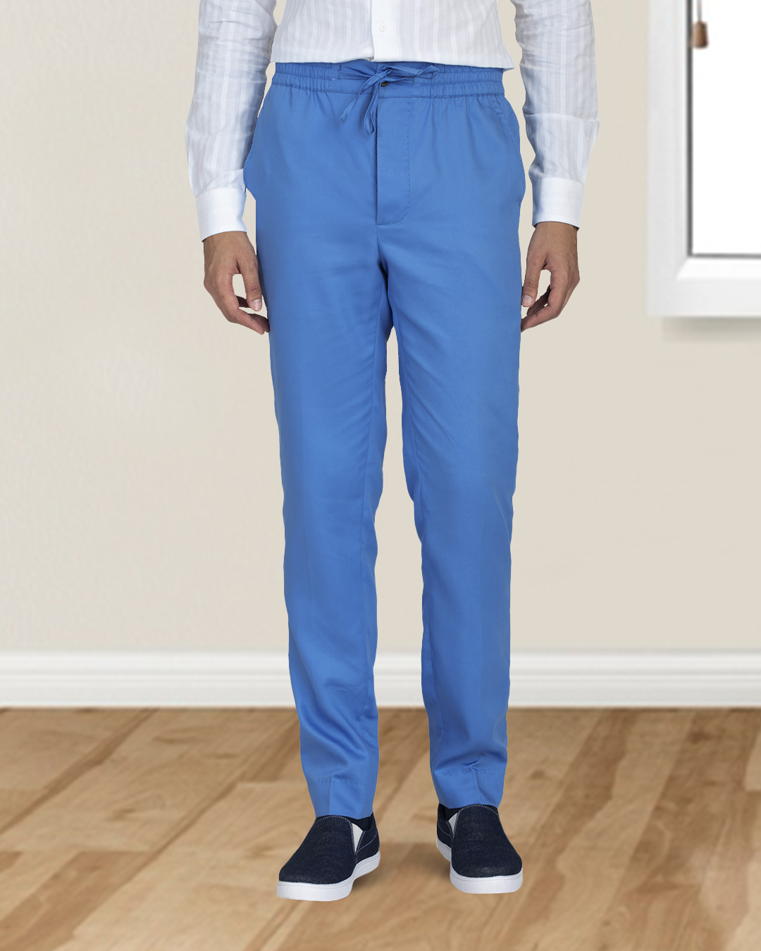 Light Cobalt Blue Twill Drawstring Pant - 4