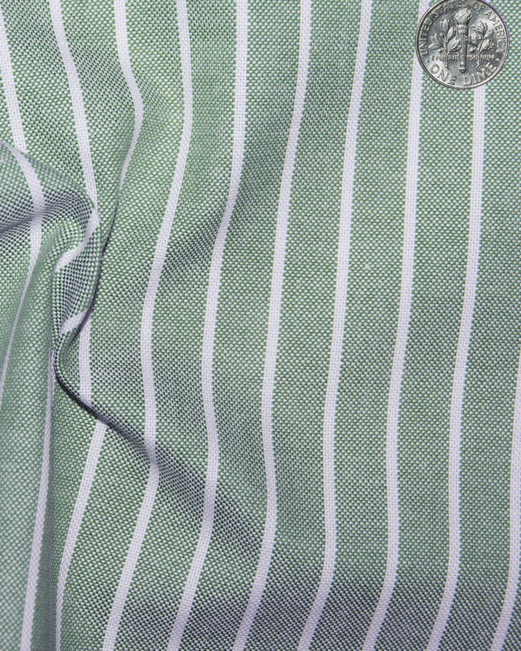 White Stripes On Fern Green Oxford Shirt - 4
