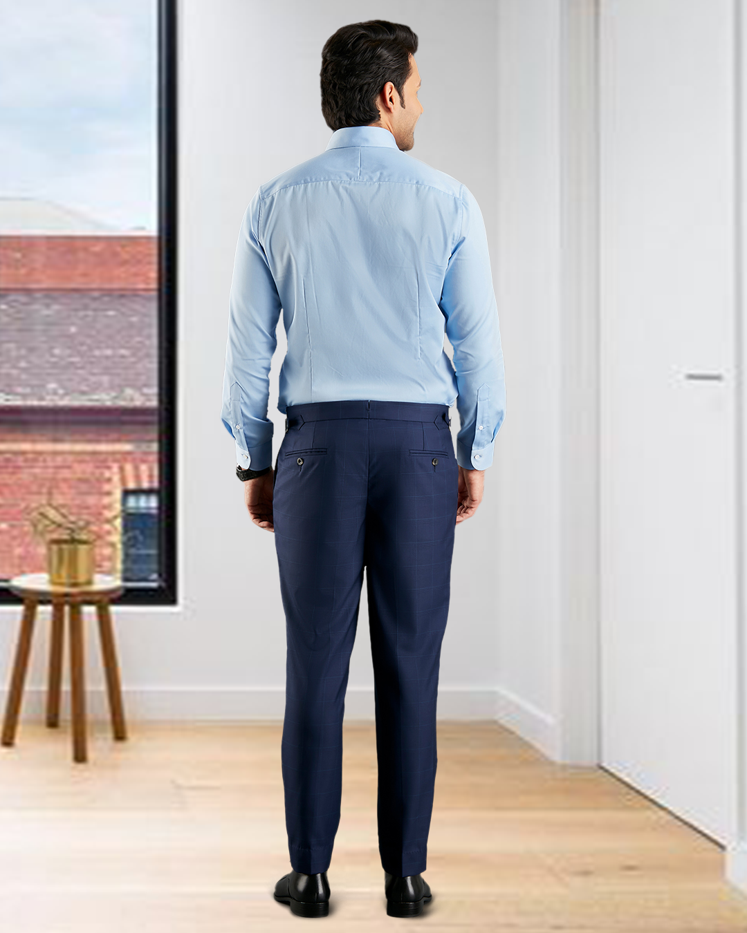 Drago: Super 160s Navy Prince of Wales Checks Dress Pant - 3