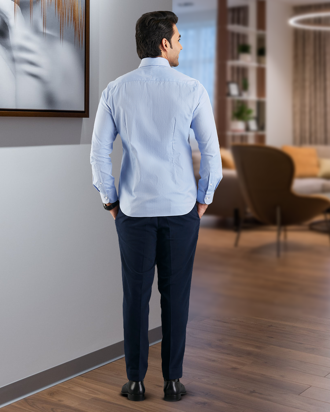 Sky Blue Herringbone Shirt - 5