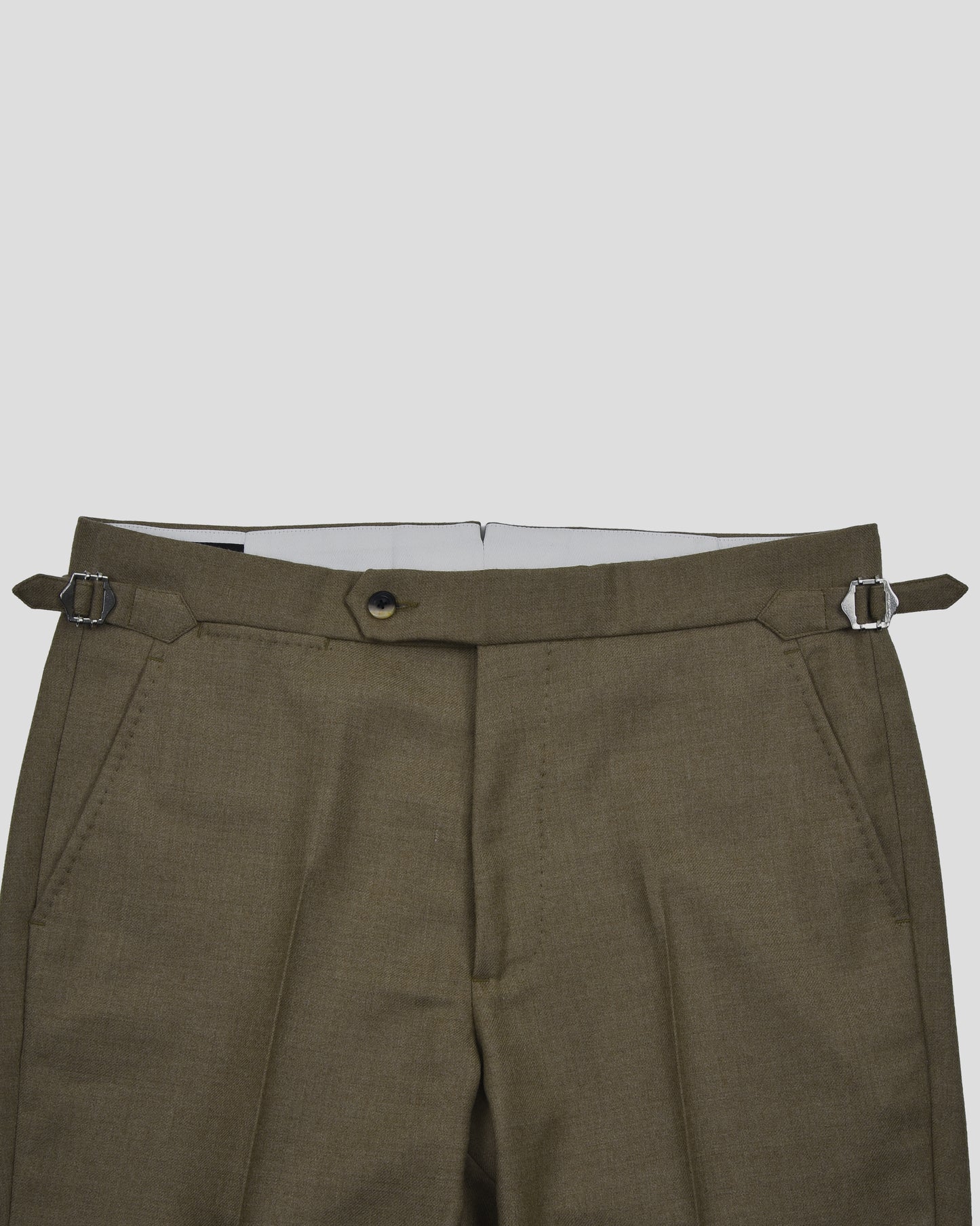 Dugdale Olive Beige Wool Flannel Dress Pant