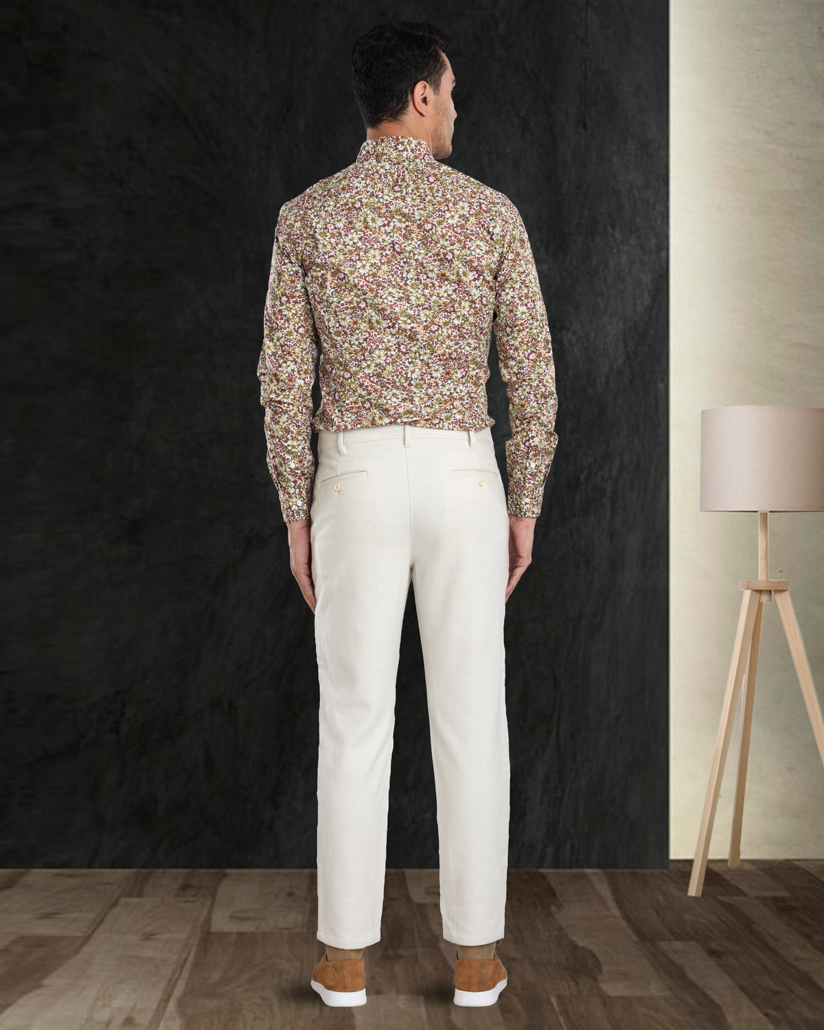 Olive Green Maroon prints on White - 7