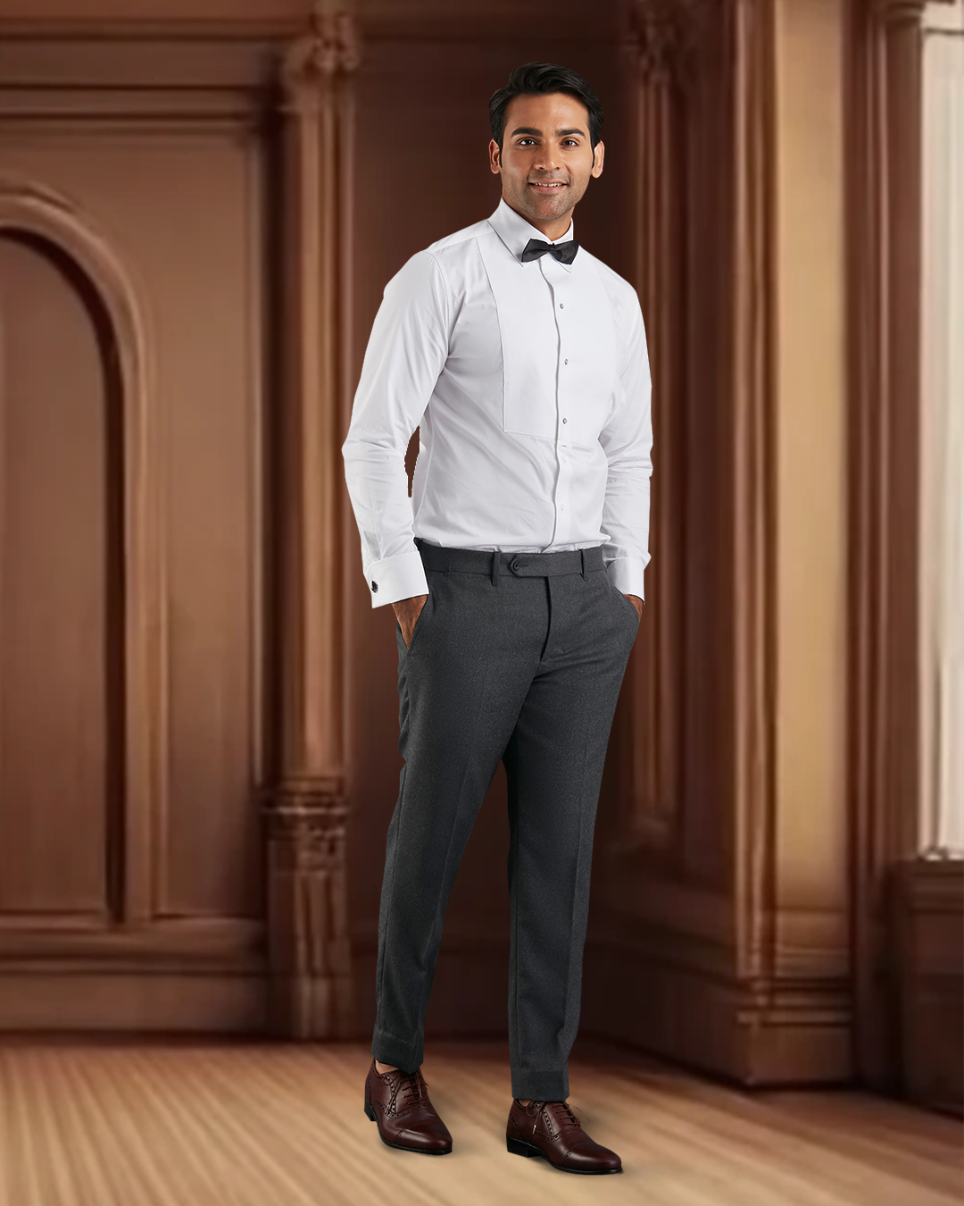 Dugdale Dark Grey Wool Flannel Dress Pant - 9