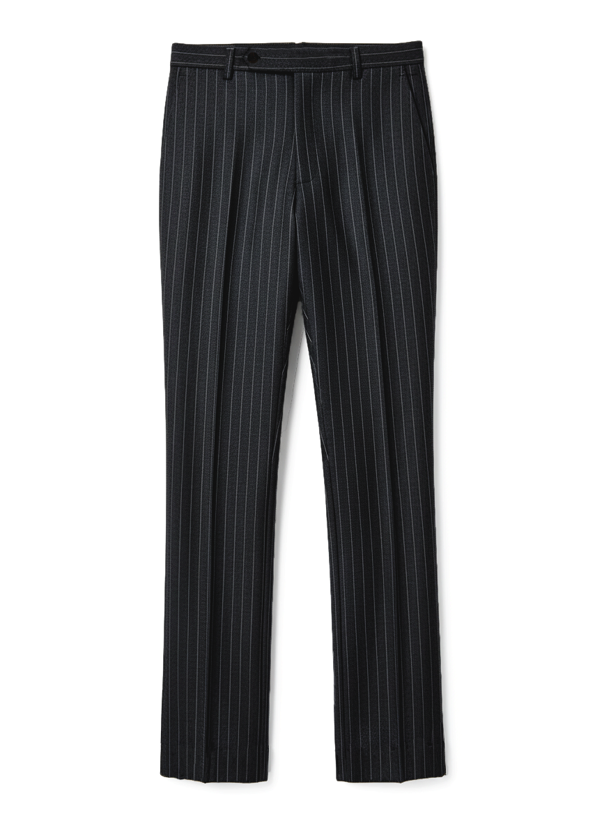 Dark Grey Wool Pinstripes Pant - 1