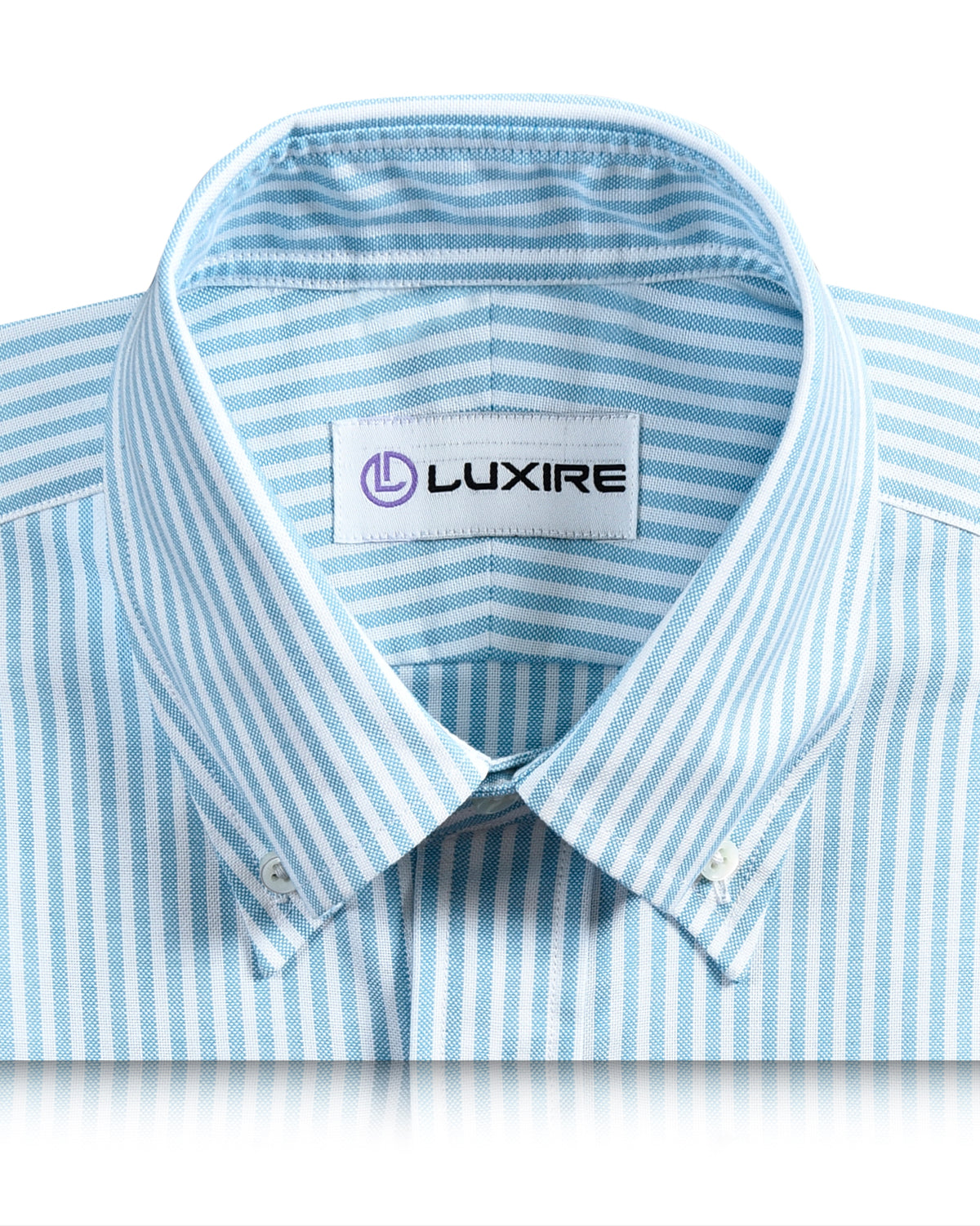 Ferozi Blue on White Oxford University Stripes Shirt - 2