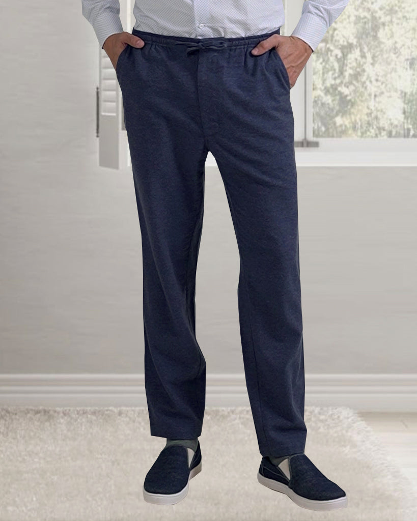 Midnight Blue Soft Cotton Flannel Drawstring Pant - 1