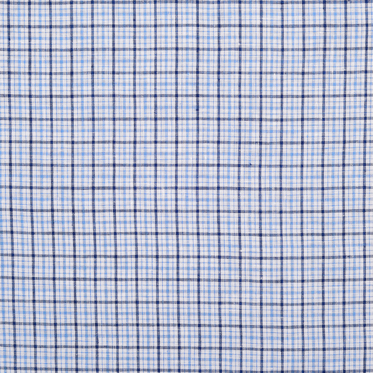 Linen: Shades Of Blue Stripes Tattersall - 3