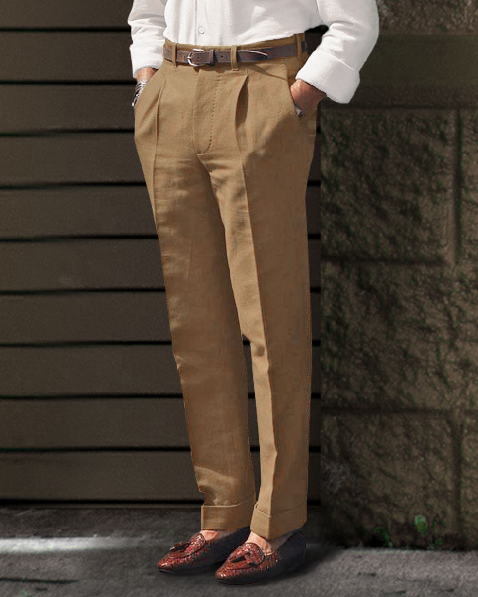 Linen Fresco Golden Brown Dress Pant - 1