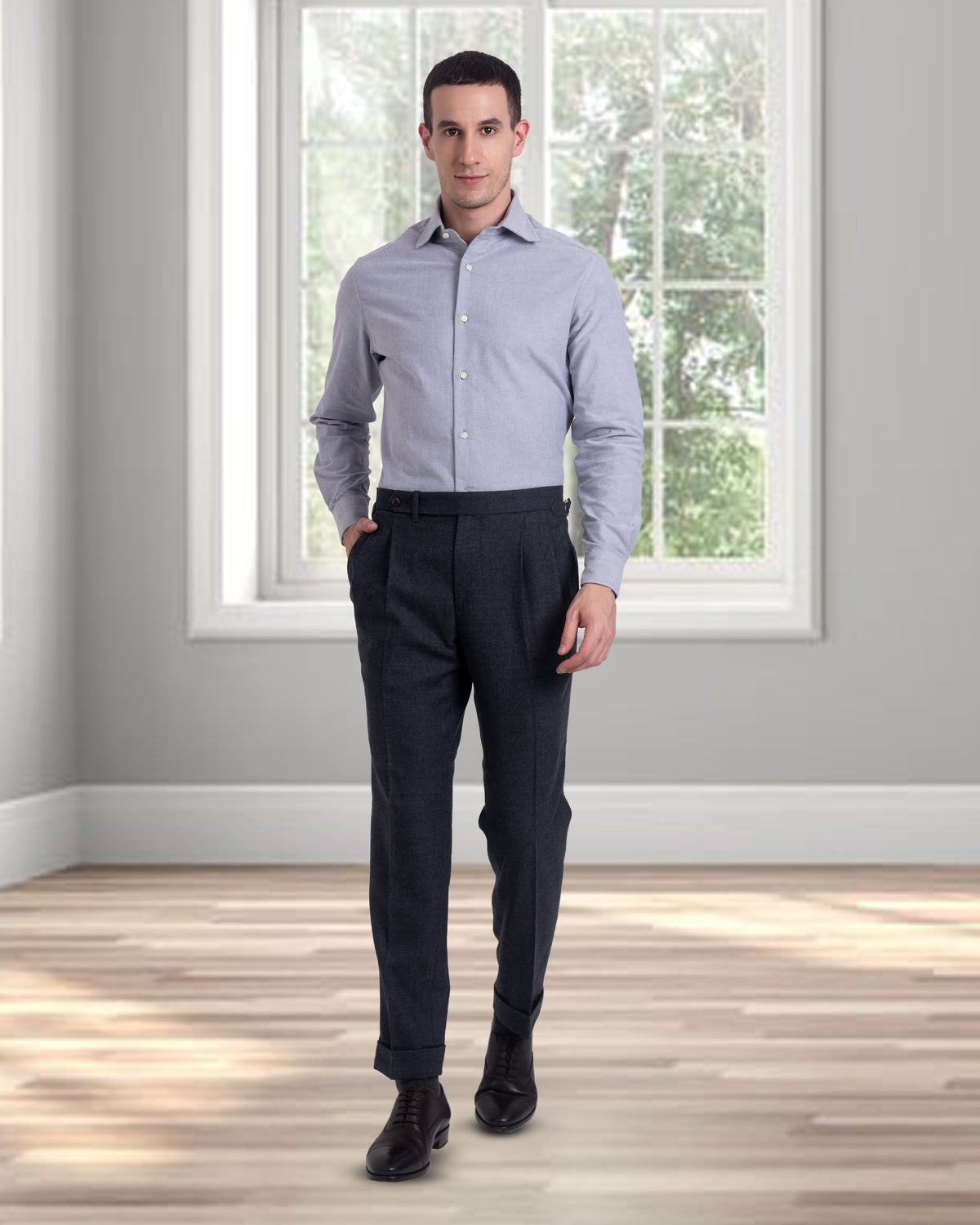 Grey Brushed Oxford Shirt - 3