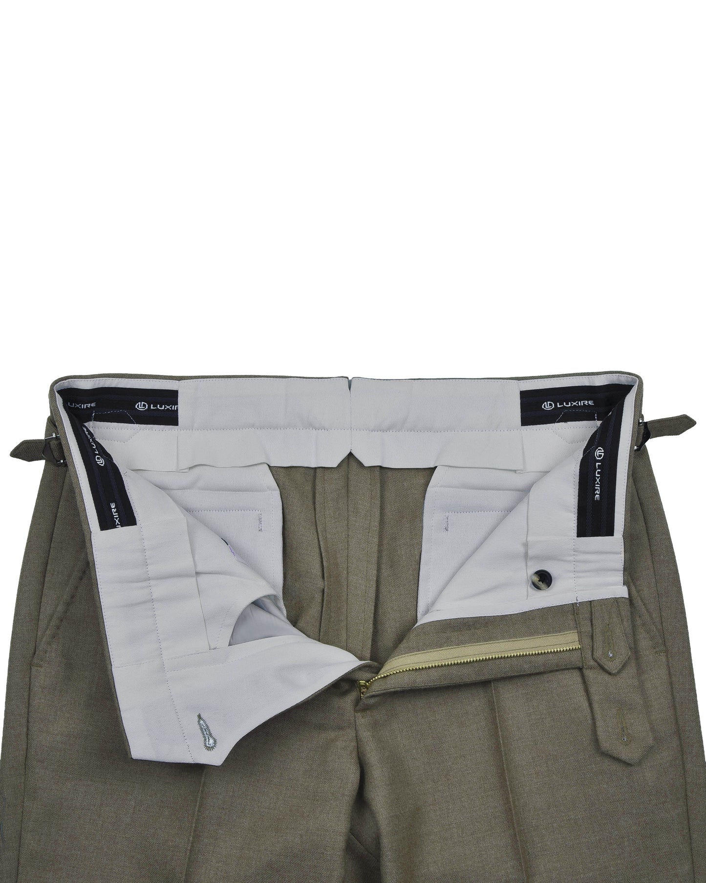 Dugdale Olive Wool Flannel Dress Pant