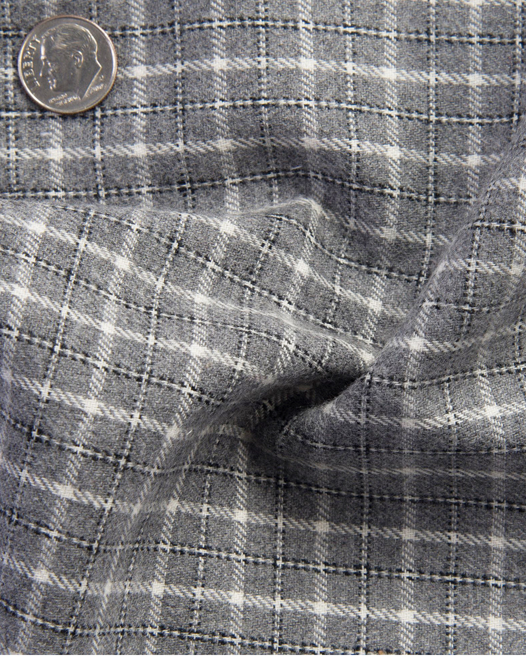 Grey White Tattersall Flannel Work Shirt - 4