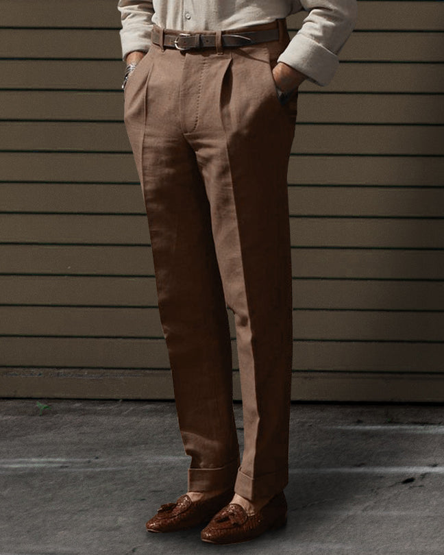 Linen Fresco Brown Dress Pant - 1