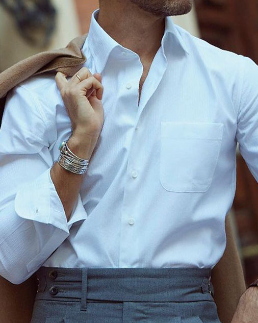 Monti White Self Stripes Business Shirt - 1