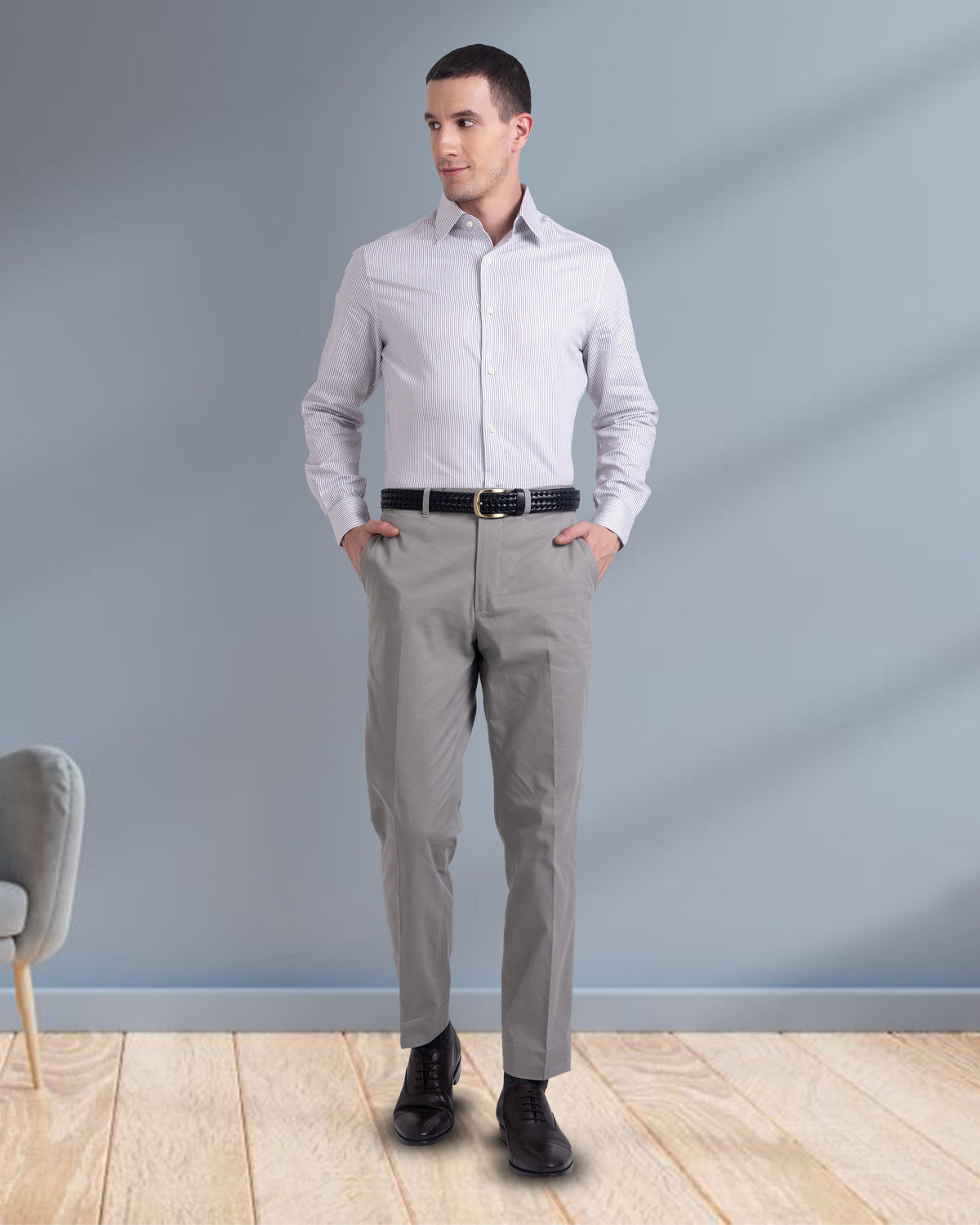 Monti White & Black Pin Stripes Shirt - 3
