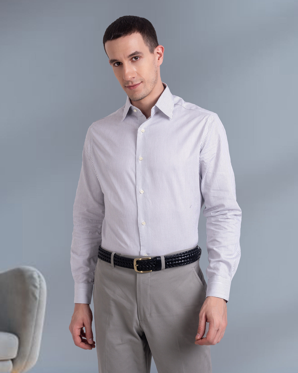Monti White & Black Pin Stripes Shirt - 2