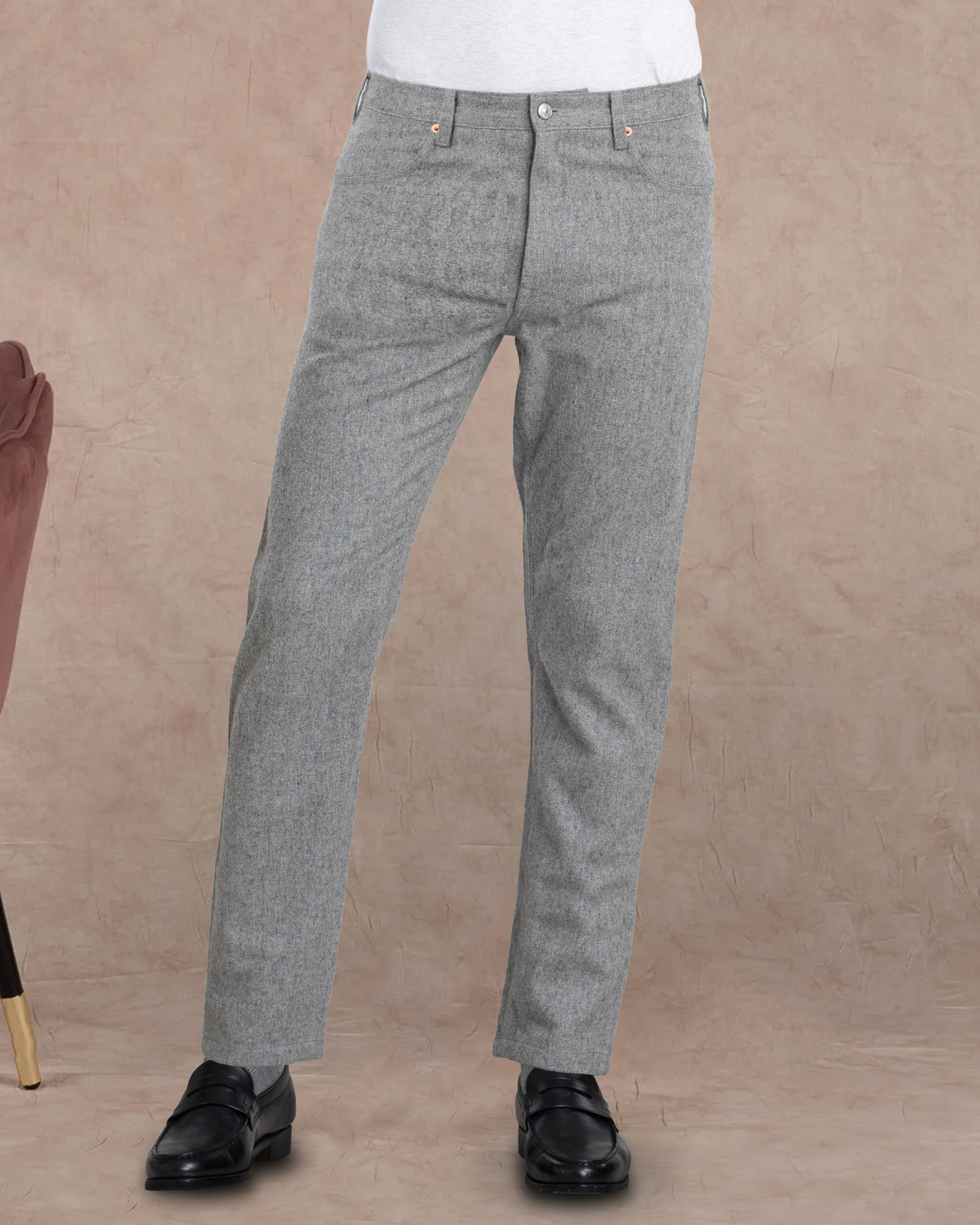 Grey Wool Jeans - 1