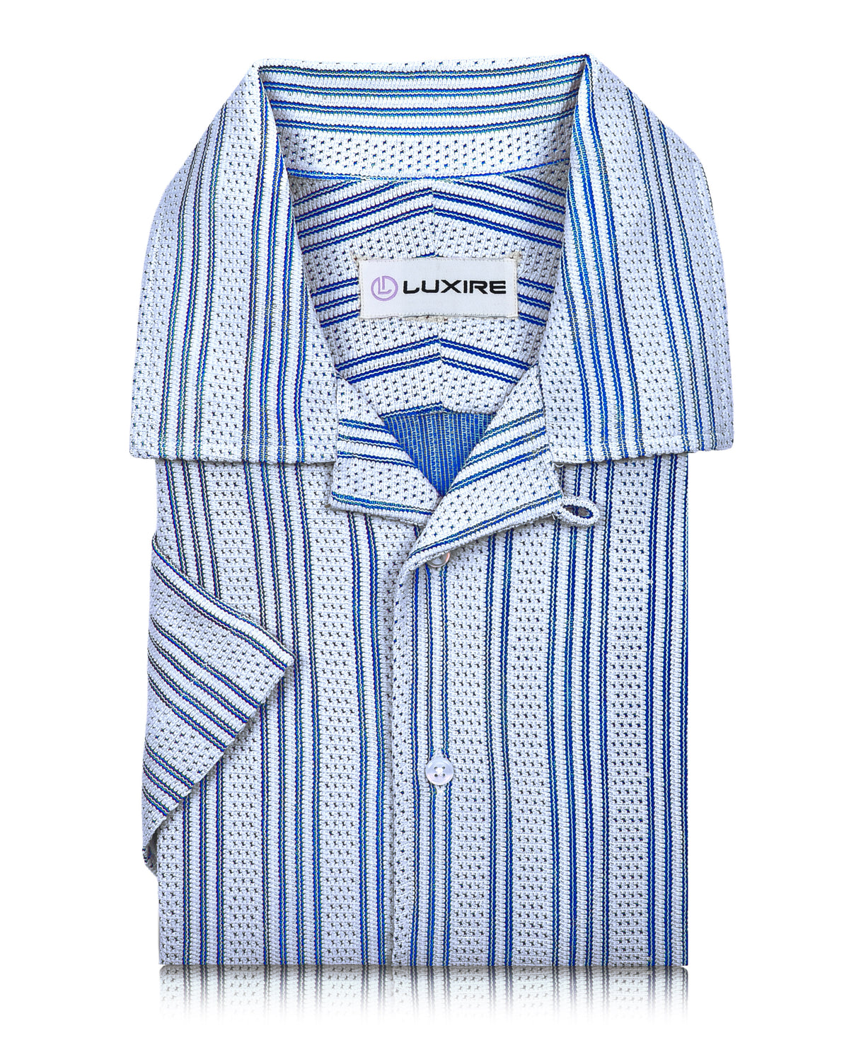 Summer Camp Collar Casual Shirt in White and Blue Stripes - 9