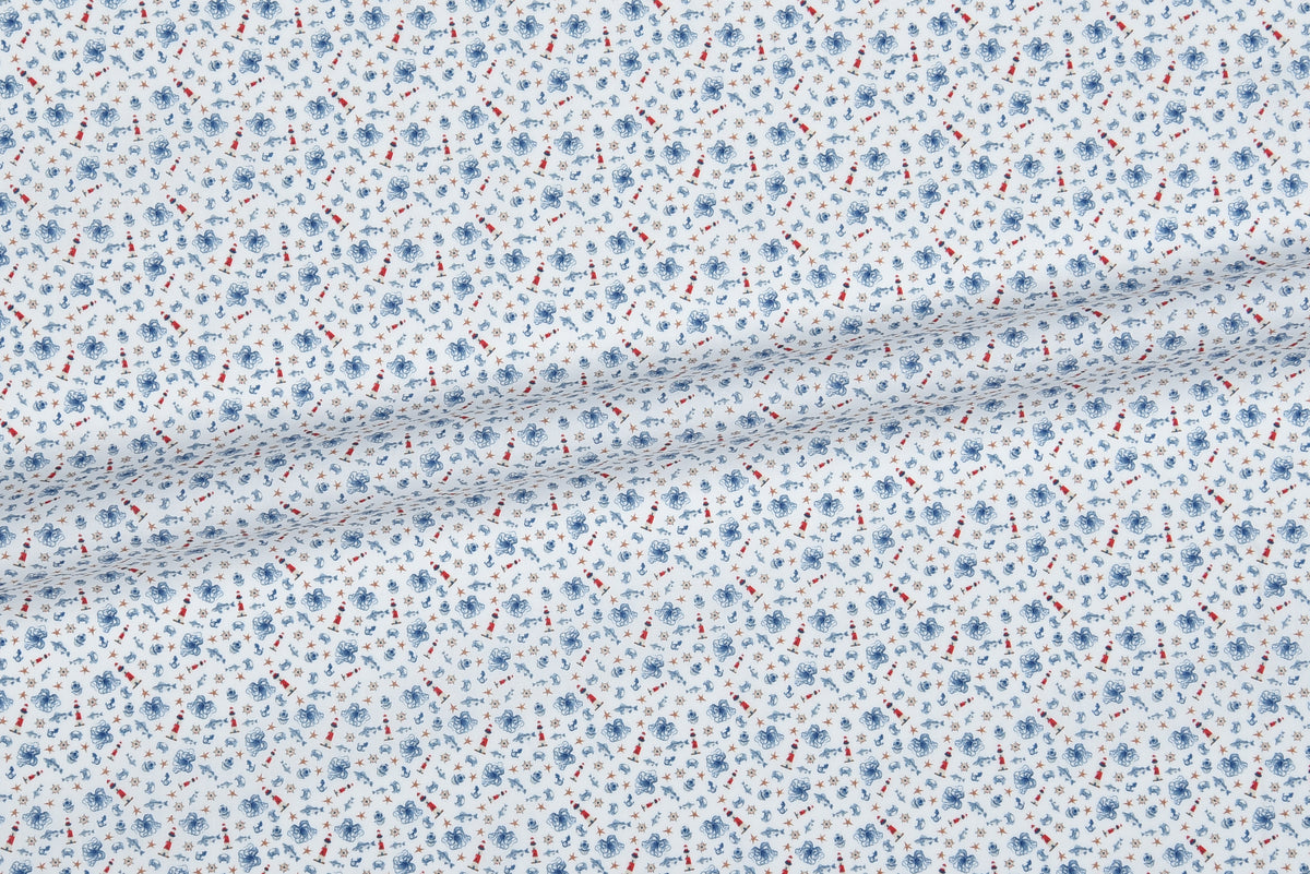 Getzner Navy & Red Print on White Shirt - 4